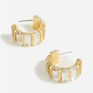Trapezoid stone hoop earrings